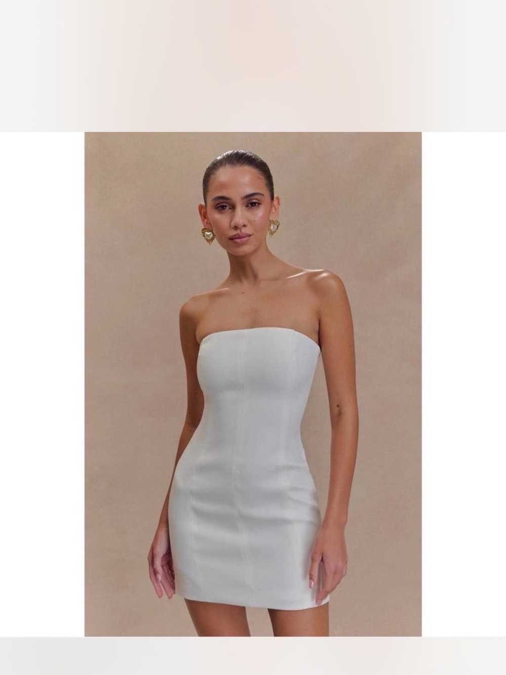 Meshki Size Small Strapless White Bodycon Mini Dress